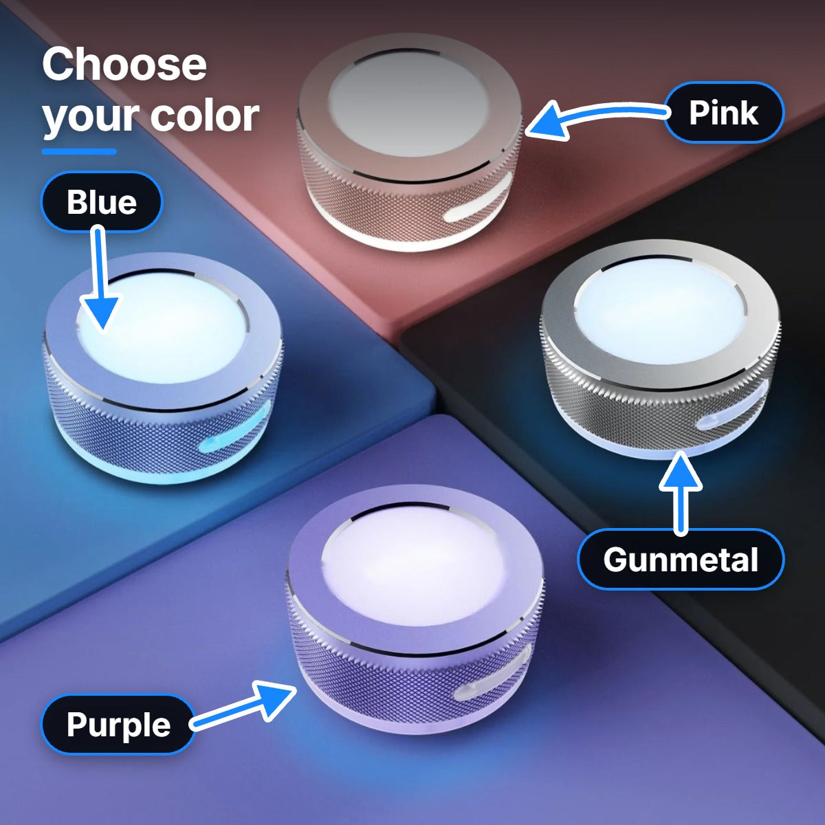 SONVEX Pulse Mini speaker available in four colors: gunmetal, pink, purple and blue