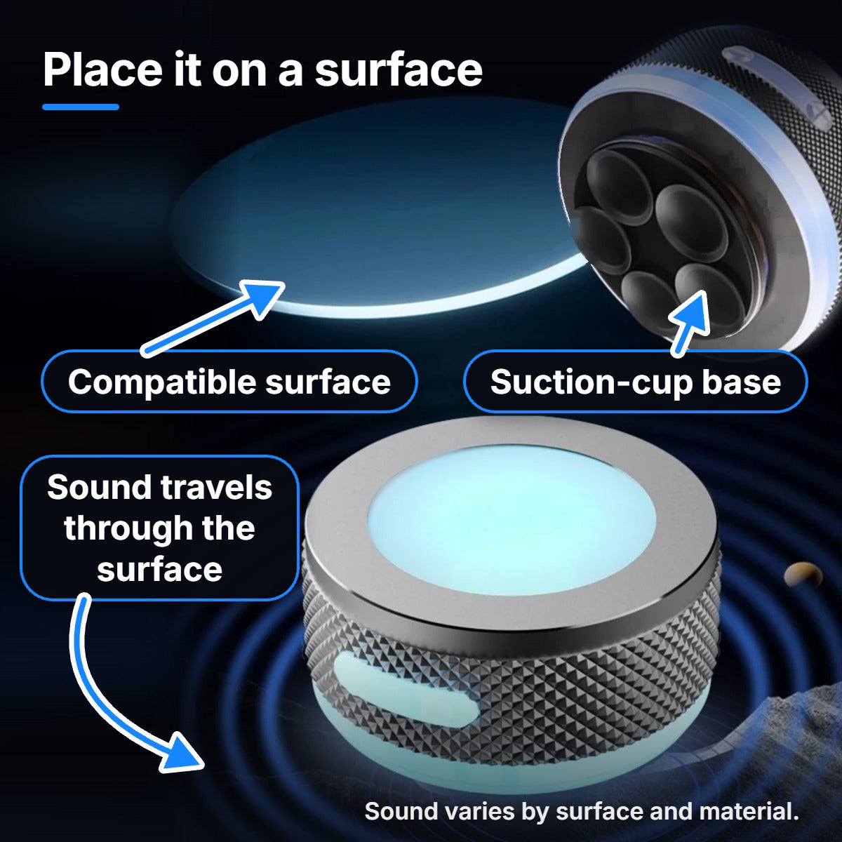 SONVEX Pulse surface speaker turning a desk, table or shelf into the sound source