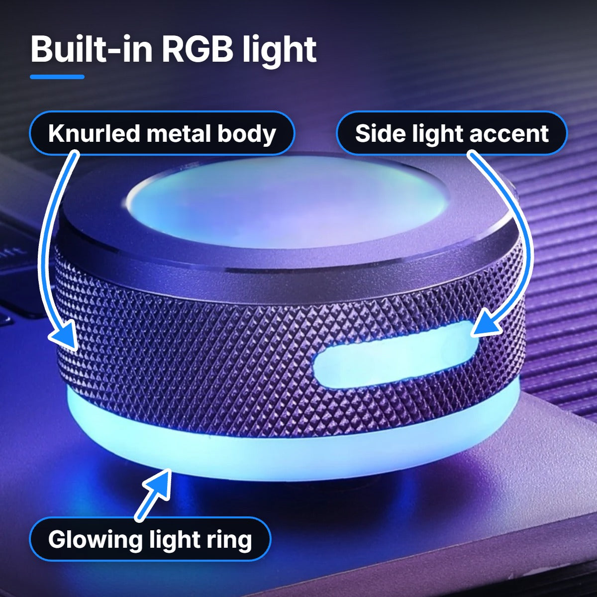 SONVEX Pulse speaker features: built-in RGB light, knurled metal body and glowing light ring