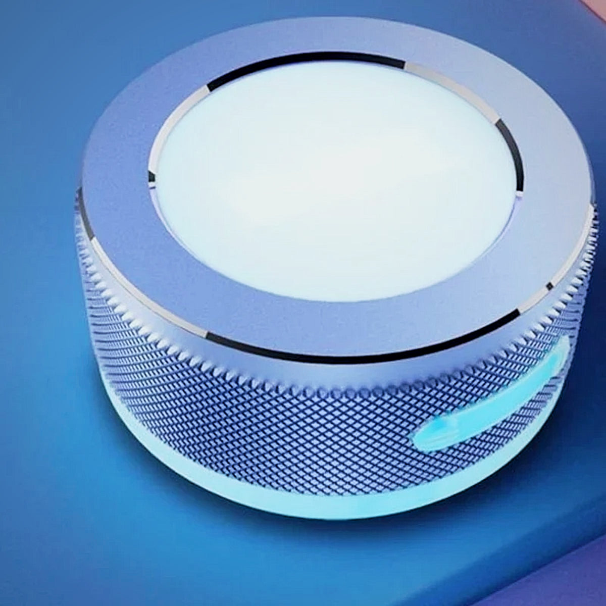 SONVEX Pulse Mini Surface Speaker in blue with glowing RGB light ring